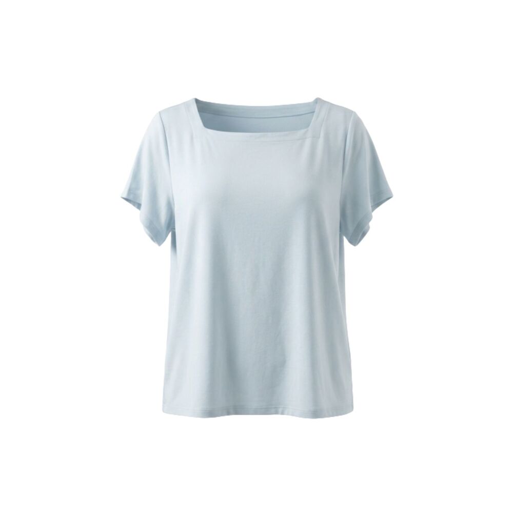 Susan Graver Liquid Knit Square Neck Top White Short Sleeve XL
